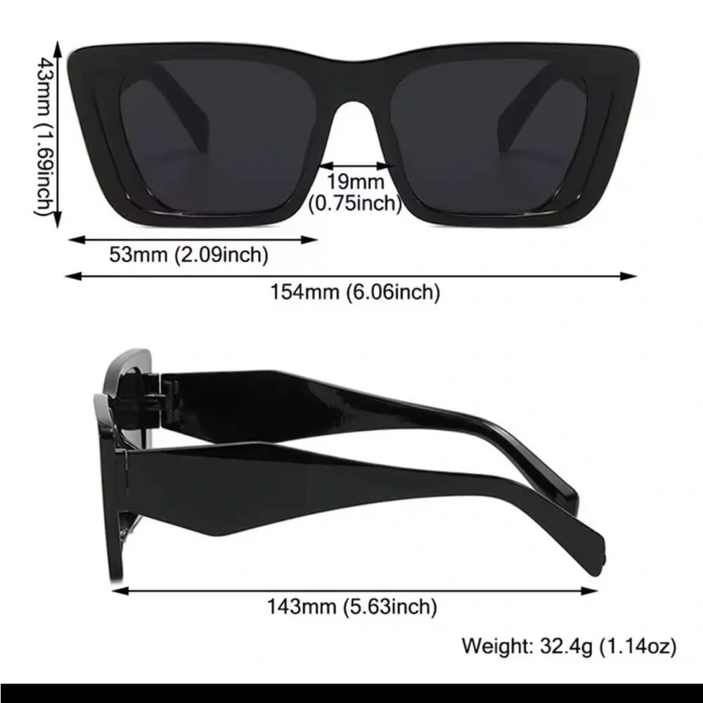Black oversized retro cat eye sunglasses